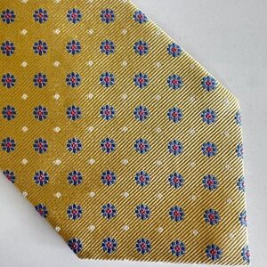Brooks Brothers Makers Men's Necktie Yellow Blue‎ Pink Flower Geometric Silk USA
